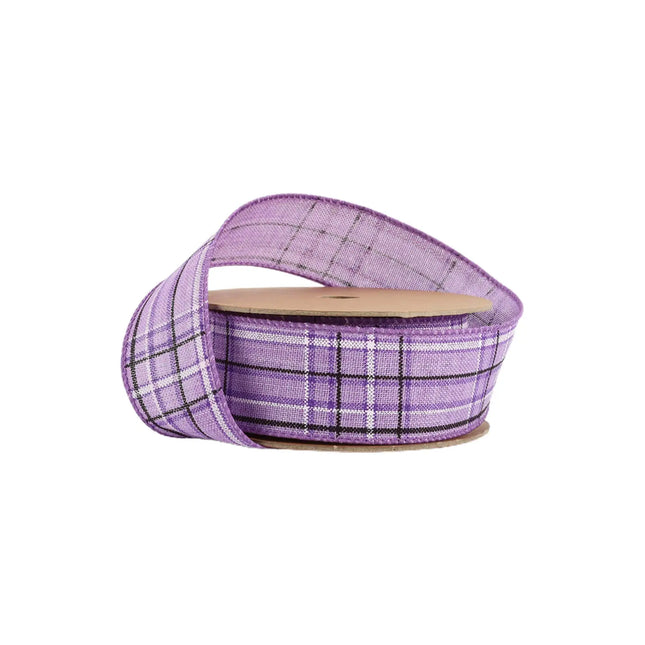 1 1/2" Wired Ribbon | Purple/Spring Plaid | 10 Yard Roll LaRibbons and Crafts