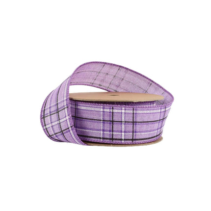 1 1/2" Wired Ribbon | Purple/Spring Plaid | 10 Yard Roll LaRibbons and Crafts