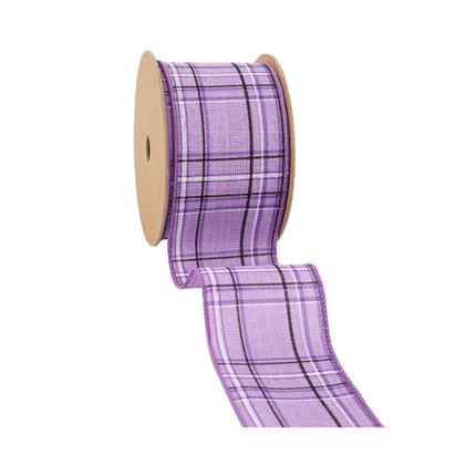 2 1/2" Wired Ribbon | Purple/Spring Plaid | 10 Yard Roll LaRibbons and Crafts