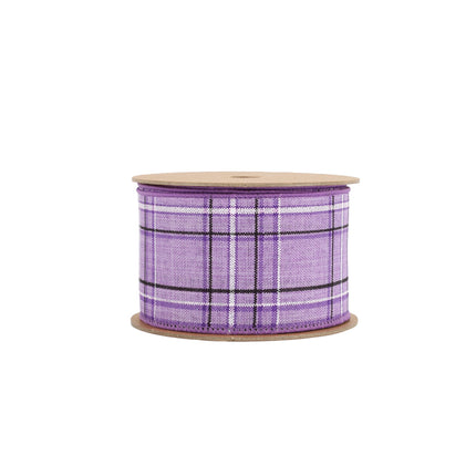2 1/2" Wired Ribbon | Purple/Spring Plaid | 10 Yard Roll LaRibbons and Crafts