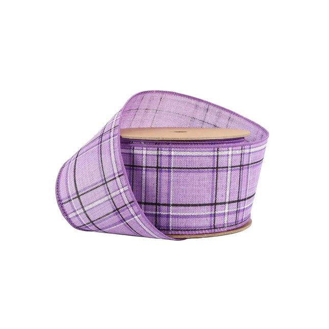 2 1/2" Wired Ribbon | Purple/Spring Plaid | 10 Yard Roll LaRibbons and Crafts