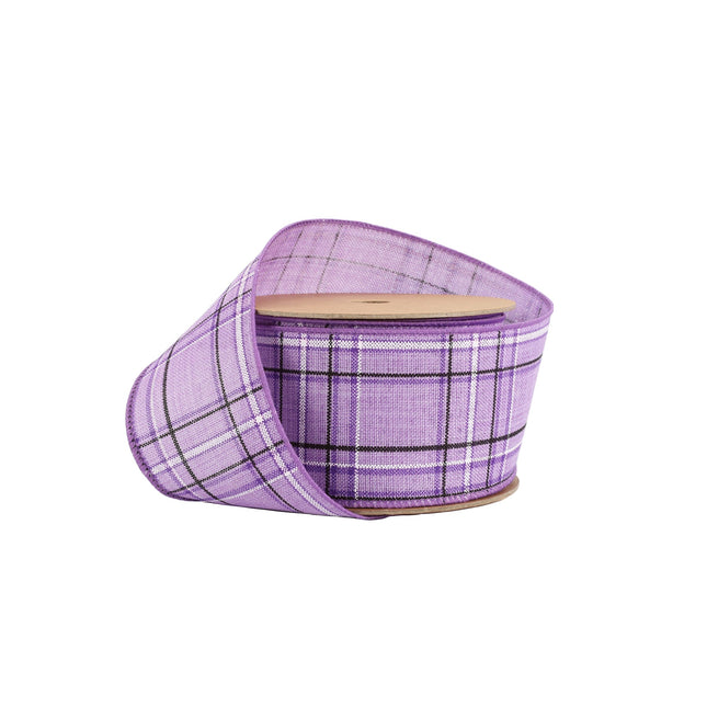 2 1/2" Wired Ribbon | Purple/Spring Plaid | 10 Yard Roll LaRibbons and Crafts