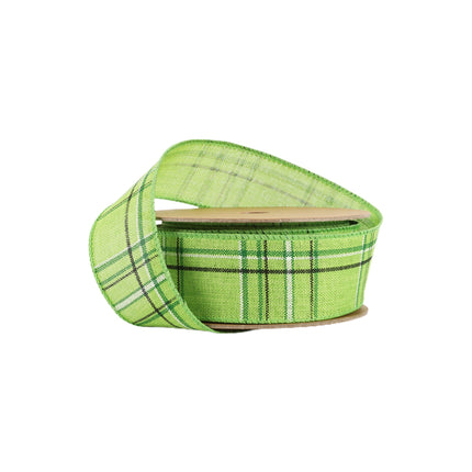 1 1/2" Wired Ribbon | Green/Spring Plaid | 10 Yard Roll LaRibbons and Crafts
