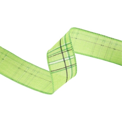 1 1/2" Wired Ribbon | Green/Spring Plaid | 10 Yard Roll LaRibbons and Crafts