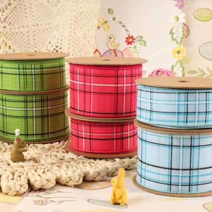 2 1/2" Wired Ribbon | Green/Spring Plaid | 10 Yard Roll LaRibbons and Crafts