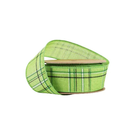 1 1/2" Wired Ribbon | Green/Spring Plaid | 10 Yard Roll LaRibbons and Crafts