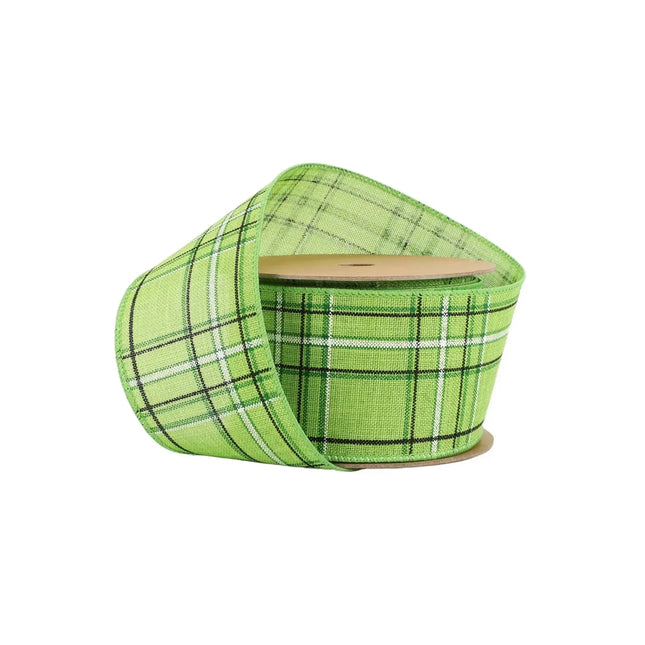 2 1/2" Wired Ribbon | Green/Spring Plaid | 10 Yard Roll LaRibbons and Crafts