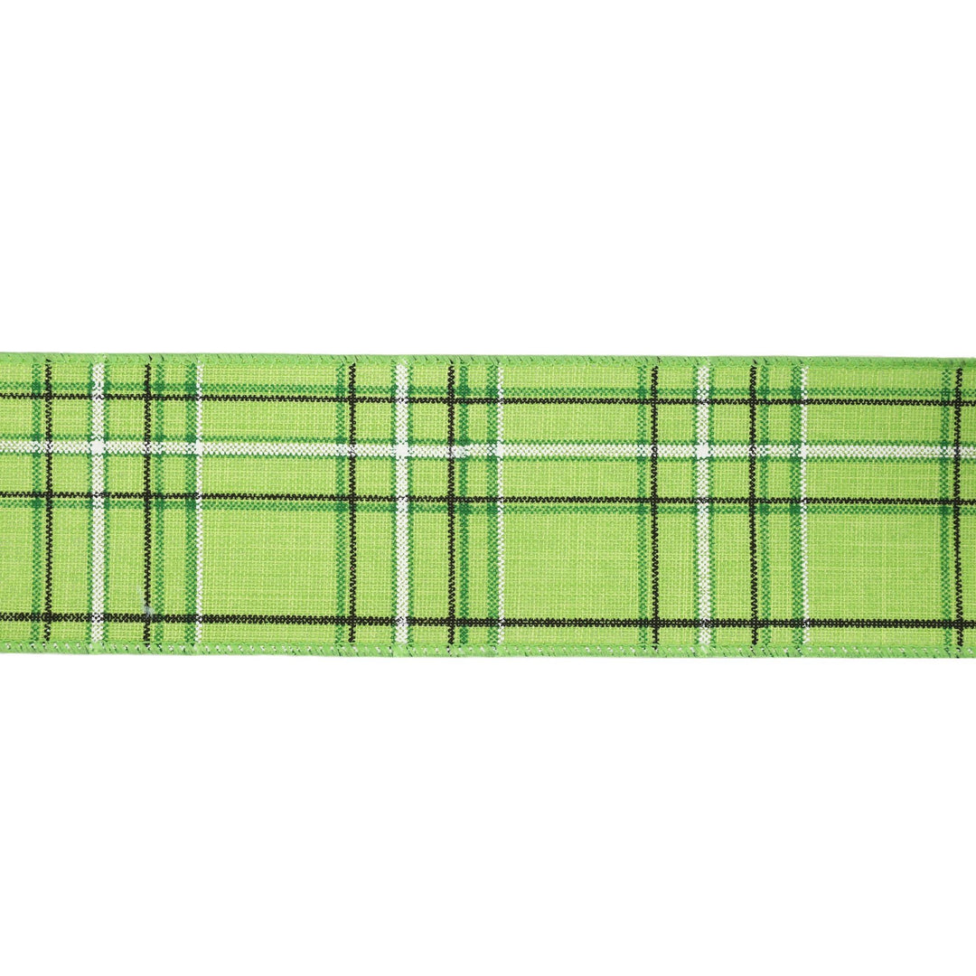 2 1/2" Wired Ribbon | Green/Spring Plaid | 10 Yard Roll