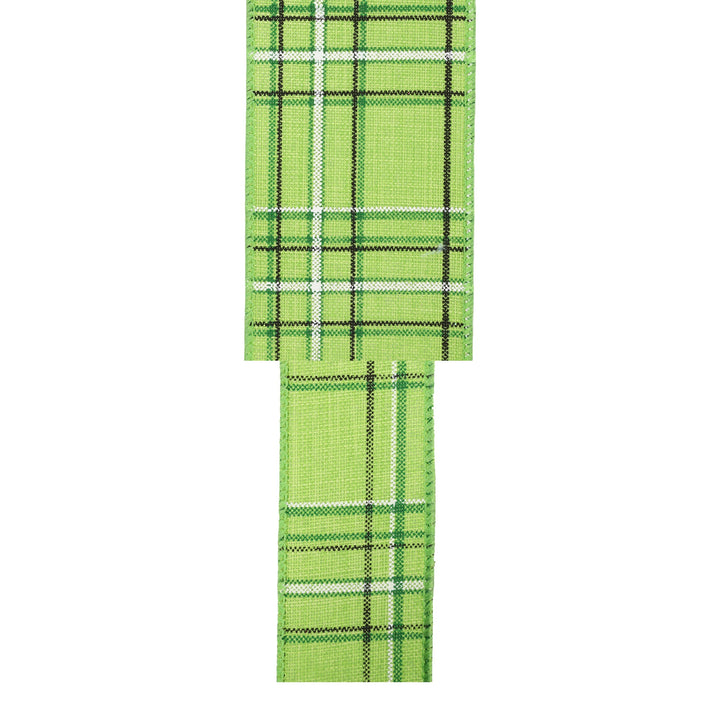 2 1/2" Wired Ribbon | Green/Spring Plaid | 10 Yard Roll