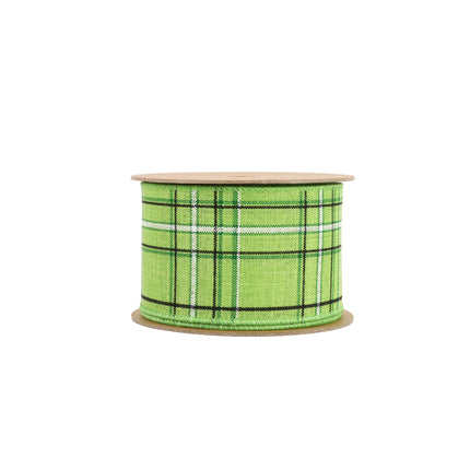 2 1/2" Wired Ribbon | Green/Spring Plaid | 10 Yard Roll LaRibbons and Crafts