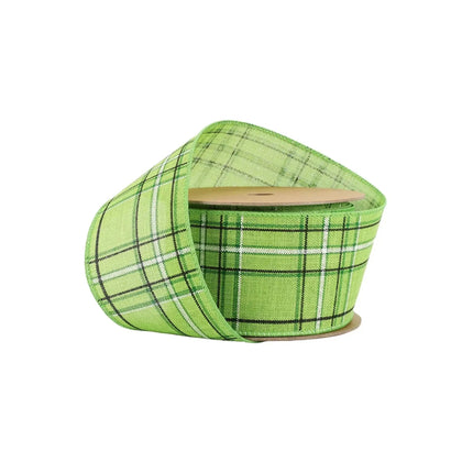 2 1/2" Wired Ribbon | Green/Spring Plaid | 10 Yard Roll LaRibbons and Crafts