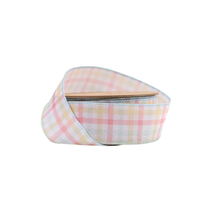 1 1/2" Wired Ribbon | White/Multi Stripe | 10 Yard Roll LaRibbons and Crafts