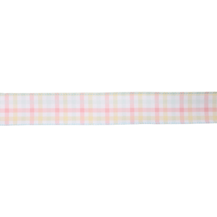 1 1/2" Wired Ribbon | White/Multi Stripe | 10 Yard Roll