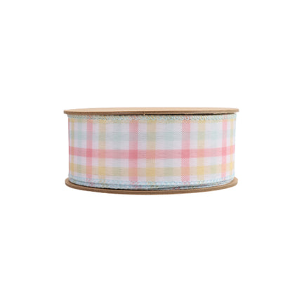 1 1/2" Wired Ribbon | White/Multi Stripe | 10 Yard Roll LaRibbons and Crafts
