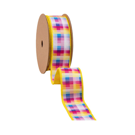 1 1/2" Wired Ribbon | Bright Checks | 10 Yard Roll LaRibbons and Crafts