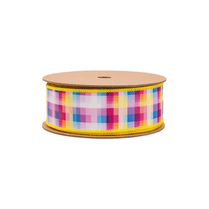 1 1/2" Wired Ribbon | Bright Checks | 10 Yard Roll LaRibbons and Crafts
