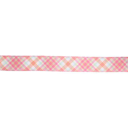 1 1/2" Wired Ribbon | Pink Bias Plaid | 10 Yard Roll LaRibbons and Crafts