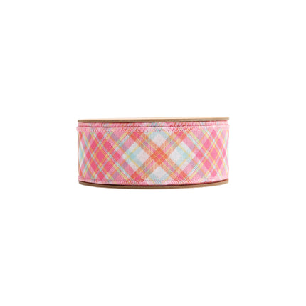 1 1/2" Wired Ribbon | Pink Bias Plaid | 10 Yard Roll LaRibbons and Crafts