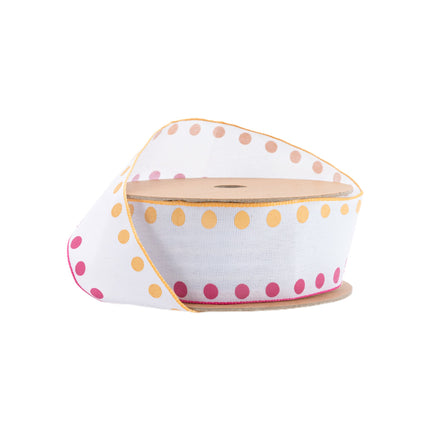 1 1/2" Wired Ribbon | Candy Dot Pink/Orange | 10 Yard Roll LaRibbons and Crafts