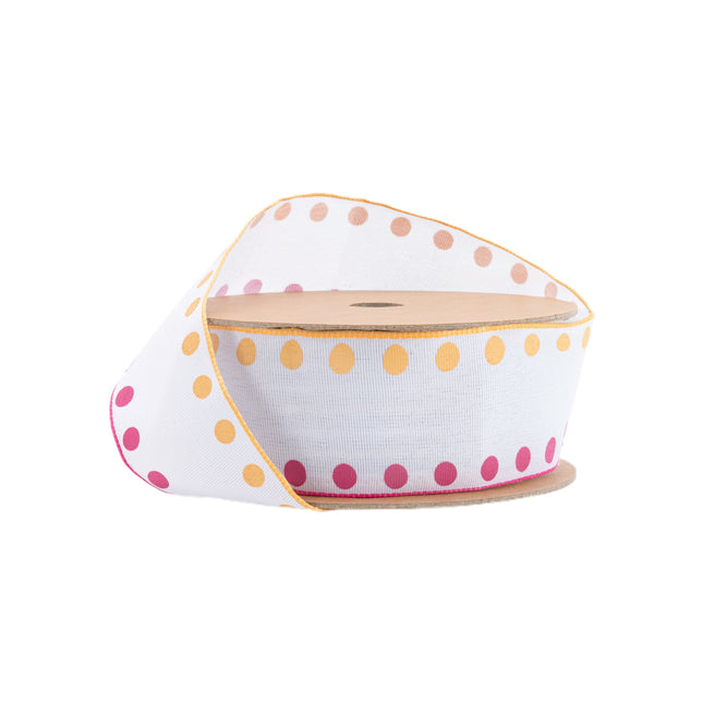 1 1/2" Wired Ribbon | Candy Dot Pink/Orange | 10 Yard Roll LaRibbons and Crafts