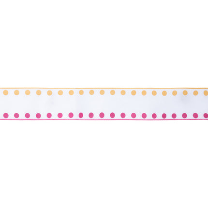 1 1/2" Wired Ribbon | Candy Dot Pink/Orange | 10 Yard Roll LaRibbons and Crafts