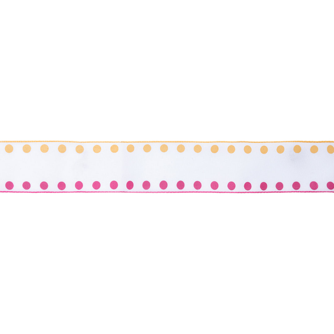 1 1/2" Wired Ribbon | Candy Dot Pink/Orange | 10 Yard Roll