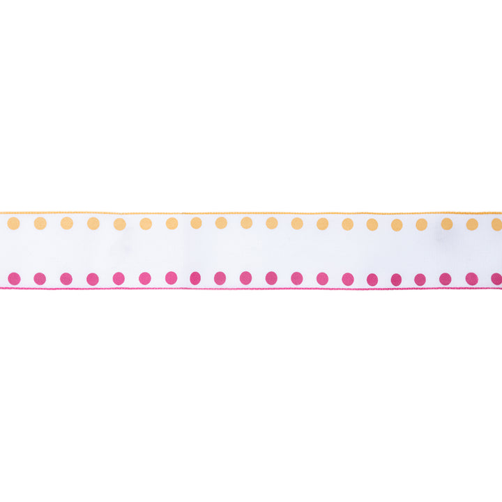 1 1/2" Wired Ribbon | Candy Dot Pink/Orange | 10 Yard Roll