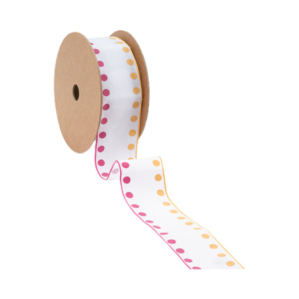 1 1/2" Wired Ribbon | Candy Dot Pink/Orange | 10 Yard Roll LaRibbons and Crafts