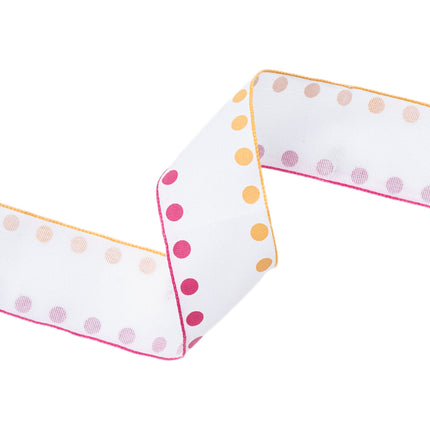 1 1/2" Wired Ribbon | Candy Dot Pink/Orange | 10 Yard Roll LaRibbons and Crafts