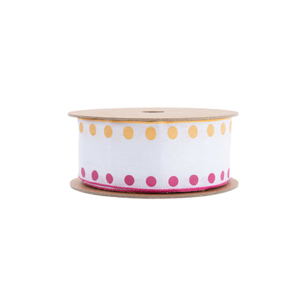 1 1/2" Wired Ribbon | Candy Dot Pink/Orange | 10 Yard Roll LaRibbons and Crafts