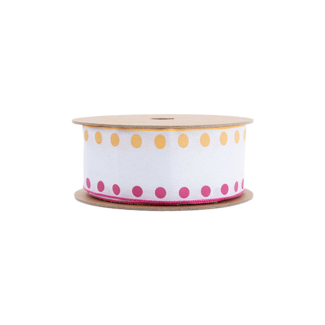 1 1/2" Wired Ribbon | Candy Dot Pink/Orange | 10 Yard Roll LaRibbons and Crafts