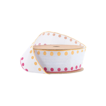 1 1/2" Wired Ribbon | Candy Dot Pink/Orange | 10 Yard Roll LaRibbons and Crafts