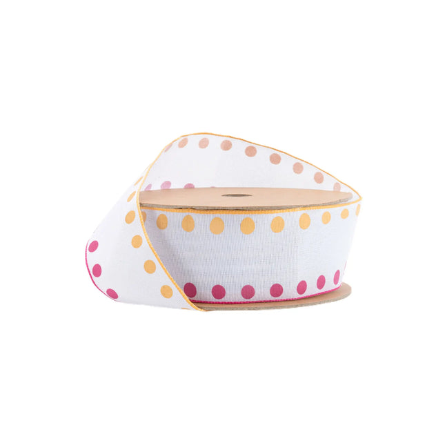 1 1/2" Wired Ribbon | Candy Dot Pink/Orange | 10 Yard Roll LaRibbons and Crafts