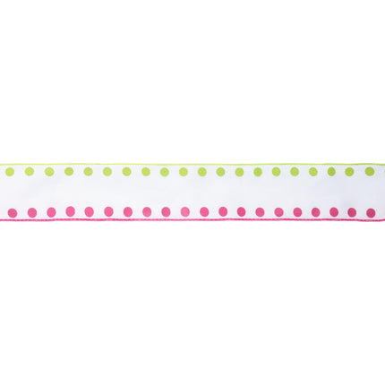 1 1/2" Wired Ribbon | Candy Dot Pink/Green | 10 Yard Roll LaRibbons and Crafts