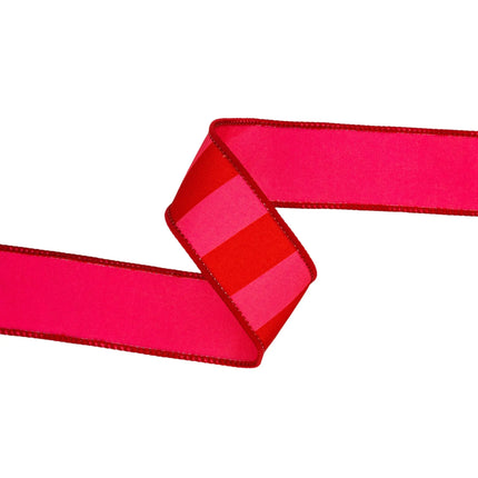 Curled 1.5" Wired Dupioni Ribbon (red/pink stripes)—easy to shape for decor.