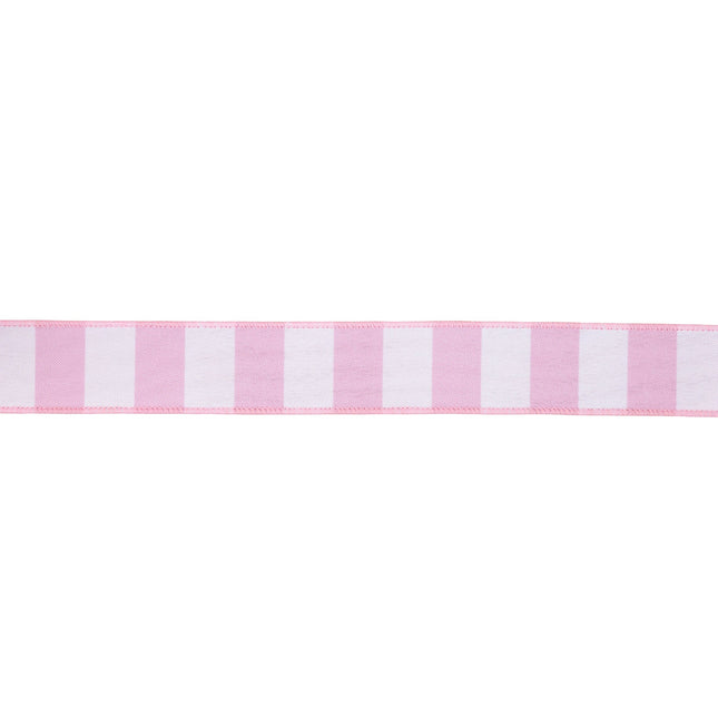 1 1/2" Wired Ribbon | Horizontal Light Pink Stripe w/ Pink Backing| 10 Yard Roll LaRibbons and Crafts