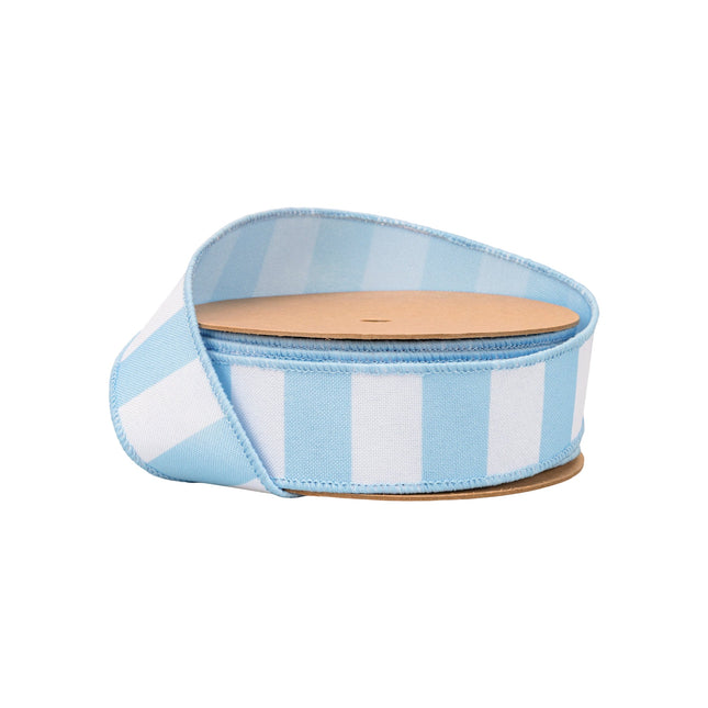 1 1/2" Wired Ribbon | Light Blue Horizontal Stripe w/ Blue Backing| 10 Yard Roll LaRibbons and Crafts