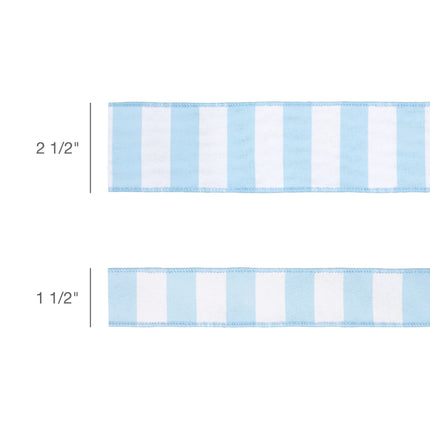 1 1/2" Wired Ribbon | Light Blue Horizontal Stripe w/ Blue Backing| 10 Yard Roll LaRibbons and Crafts