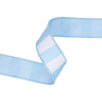 1 1/2" Wired Ribbon | Light Blue Horizontal Stripe w/ Blue Backing| 10 Yard Roll LaRibbons and Crafts