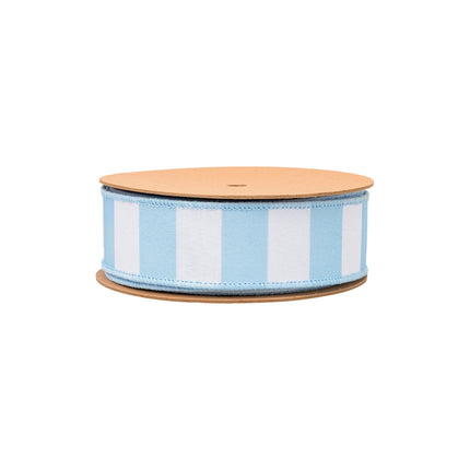 1 1/2" Wired Ribbon | Light Blue Horizontal Stripe w/ Blue Backing| 10 Yard Roll LaRibbons and Crafts