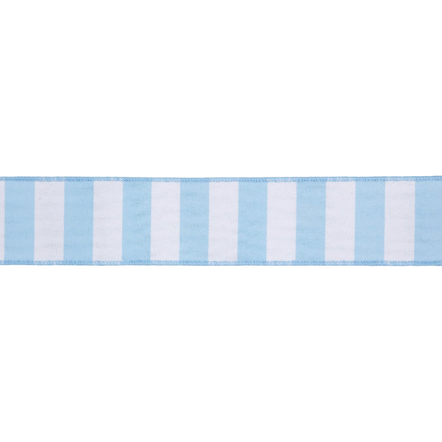 A 2 1/2" Wired Ribbon (Light Blue Stripe + Blue Backing) — perfect for summer accents