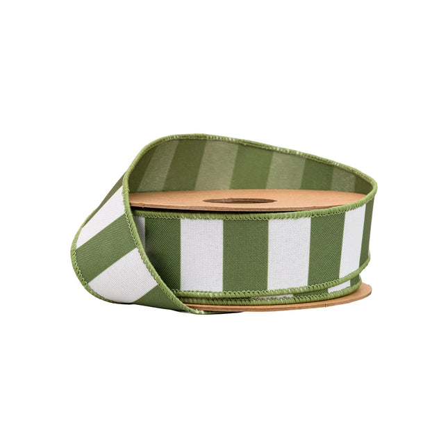 1 1/2" Wired Ribbon | Green Horizontal Stripe w/ Green Backing| 10 Yard Roll LaRibbons and Crafts