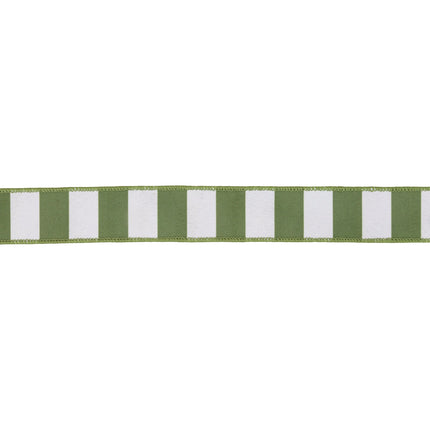 1 1/2" Wired Ribbon | Green Horizontal Stripe w/ Green Backing| 10 Yard Roll LaRibbons and Crafts