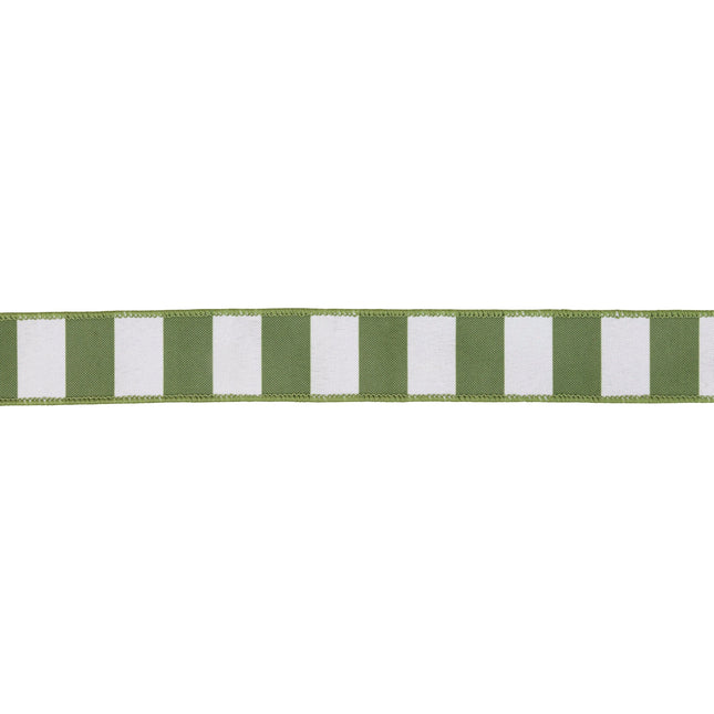 1 1/2" Wired Ribbon | Green Horizontal Stripe w/ Green Backing| 10 Yard Roll LaRibbons and Crafts