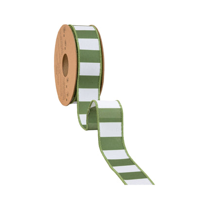 1 1/2" Wired Ribbon | Green Horizontal Stripe w/ Green Backing| 10 Yard Roll LaRibbons and Crafts