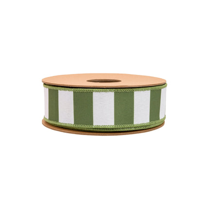 1 1/2" Wired Ribbon | Green Horizontal Stripe w/ Green Backing| 10 Yard Roll LaRibbons and Crafts