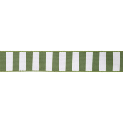 A 2 1/2" Wired Ribbon Green Horizontal Stripe w/ Green Backing — perfect for elevating gift bows