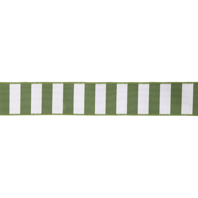 A 2 1/2" Wired Ribbon Green Horizontal Stripe w/ Green Backing — perfect for elevating gift bows