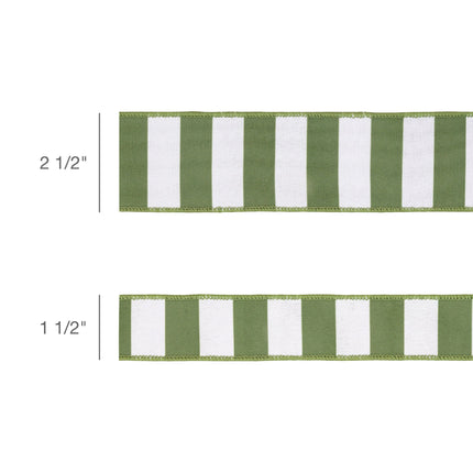 1 1/2" Wired Ribbon | Green Horizontal Stripe w/ Green Backing| 10 Yard Roll LaRibbons and Crafts
