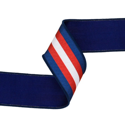 Bold American flag stripe wired dupioni ribbon textured fabric great for seasonal craft projects